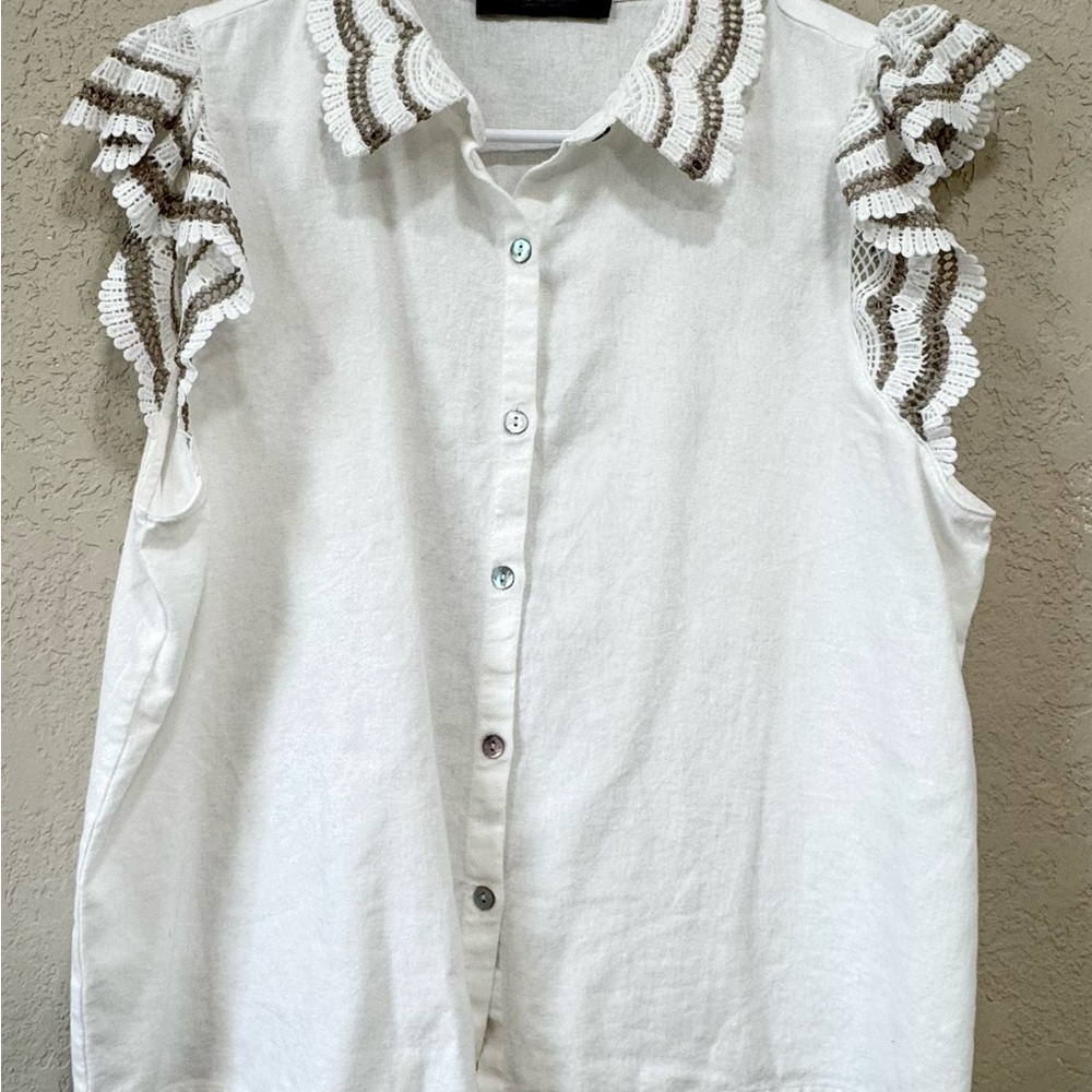 Marc New York White Lace Blouse